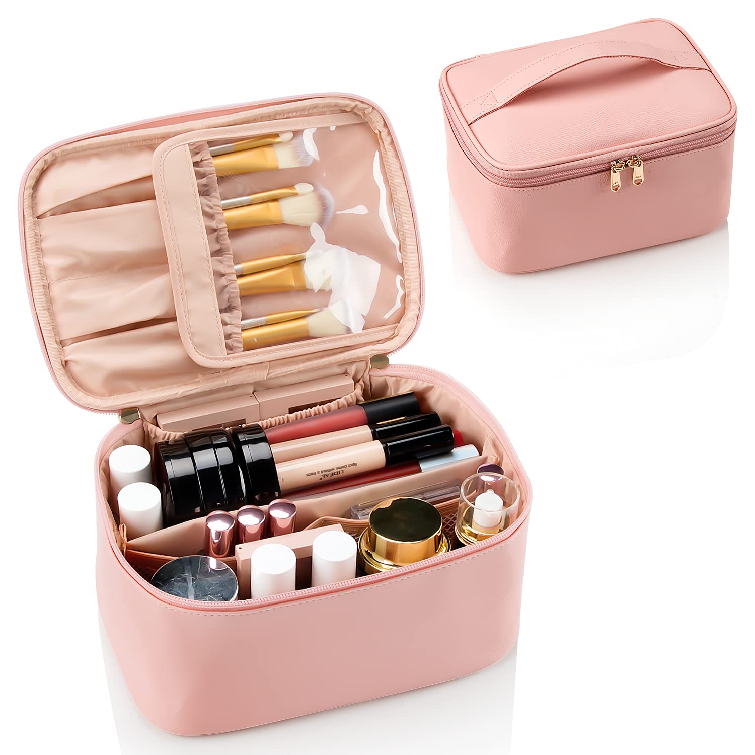 Organisateur de maquillage portable Nora Luxe avec compartiments ajustables pour le voyage