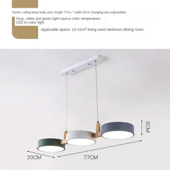 Nordic Multi-Light Flush Ceiling Light With Iron And Wood Accents