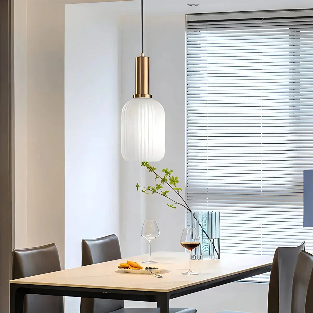 Nordic Glass Pendant Light With Striped Shade Design