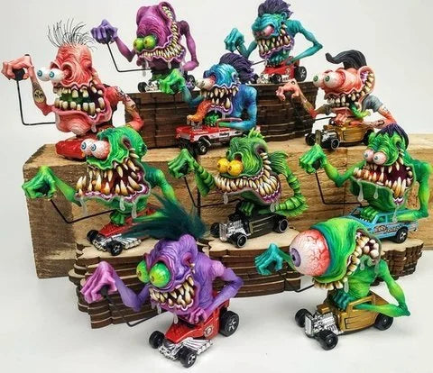 Ormexis Rat Fink sběratelská hračka s ručně vyráběnými detaily pro halloweenskou dekoraci vintage Americana