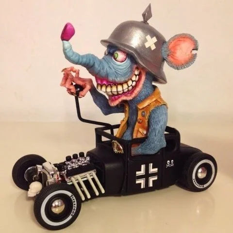 Ormexis Rat Fink sběratelská hračka s ručně vyráběnými detaily pro halloweenskou dekoraci vintage Americana