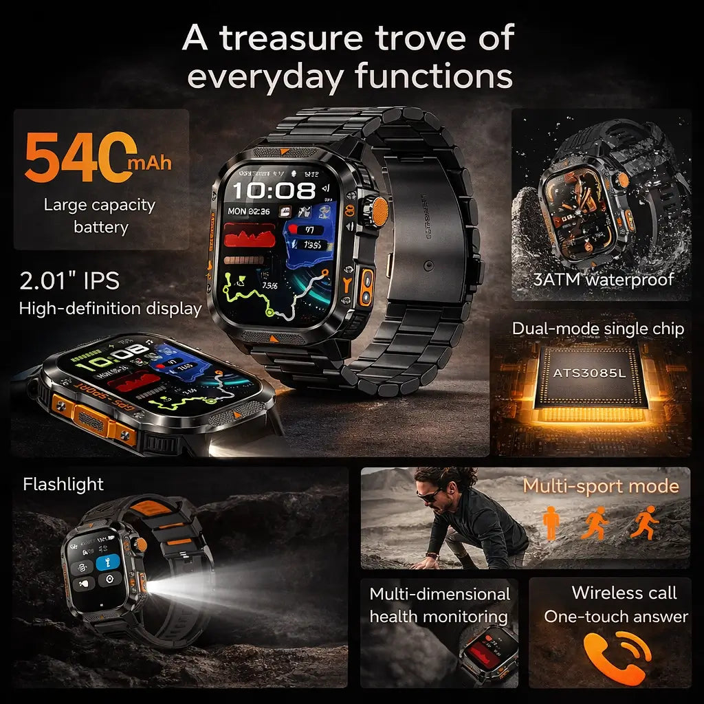 NovaForce X2 Pro Robuste GPS-Uhr mit über 100 Sportmodi und Multi-Satelliten-Navigation