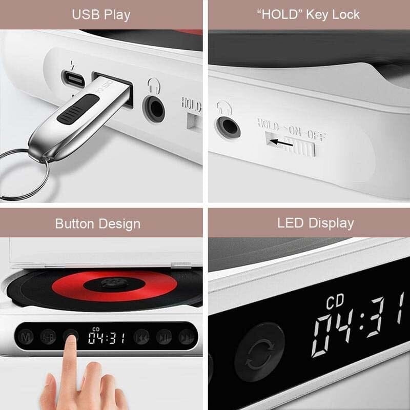 Přenosný CD přehrávač Noxord s Bluetooth a dlouhou výdrží baterie Ormexis