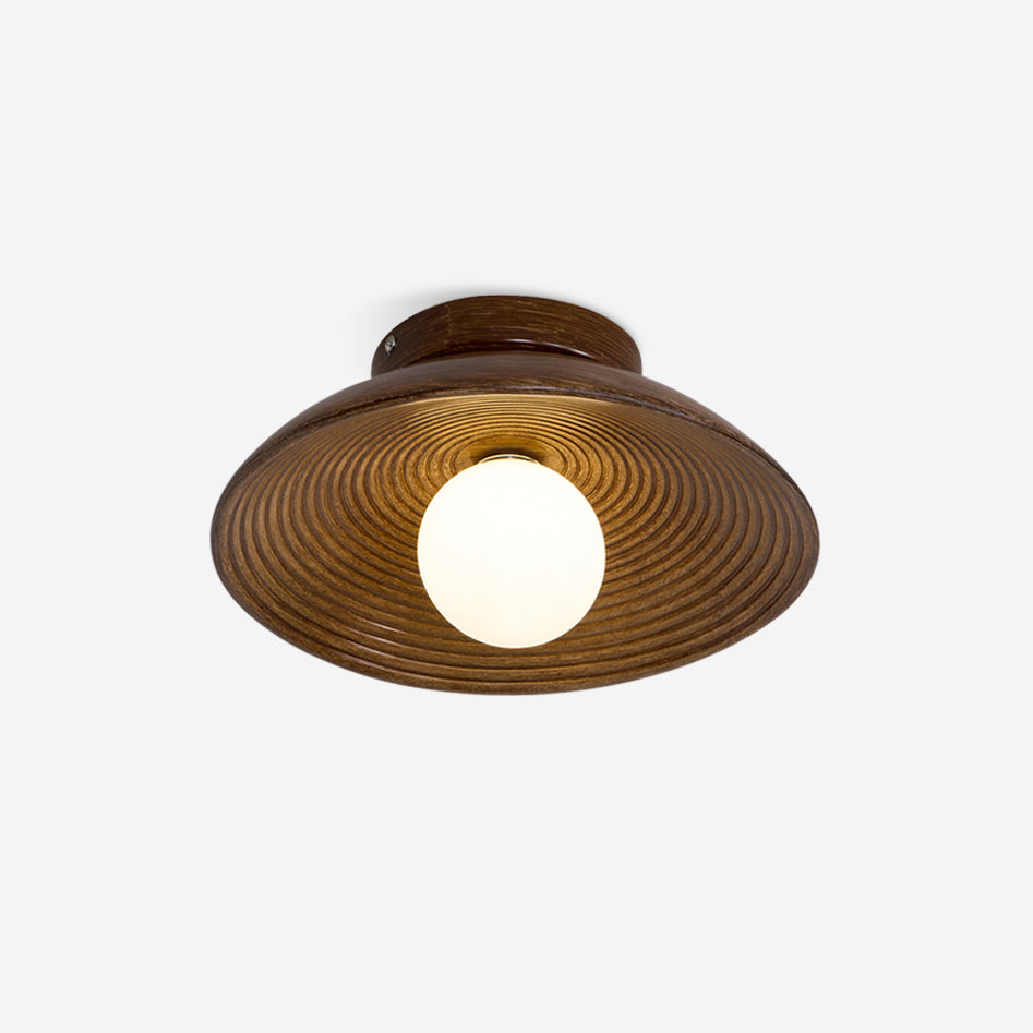 Circular Wooden Flush Mount Light | Ormexis