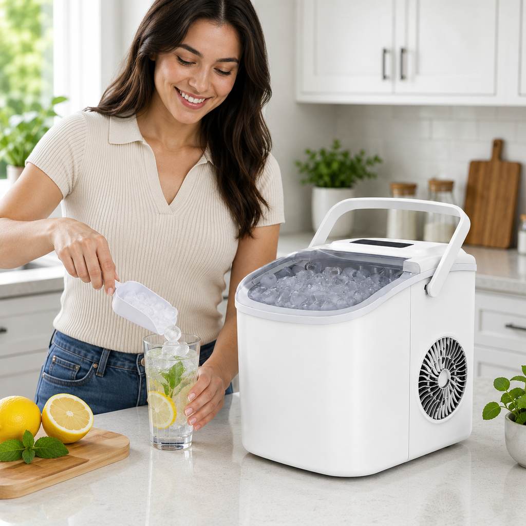 Nugget Ice Maker For Home Or Office Use Compact Ice Machine With Self Cleaning