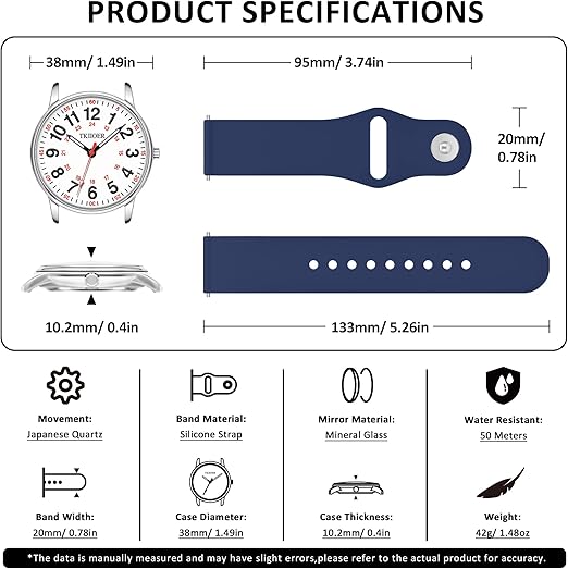 Nurses Watch Luminous Dial And Second Hand Waterproof For Accurate Timekeeping