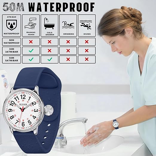 Nurses Watch Luminous Dial And Second Hand Waterproof For Accurate Timekeeping
