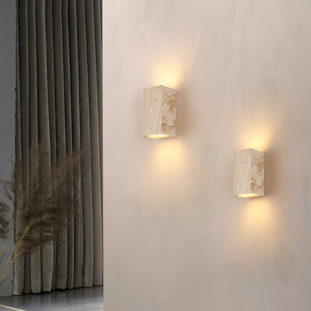 Travertine Cube Wall Sconce | Ormexis