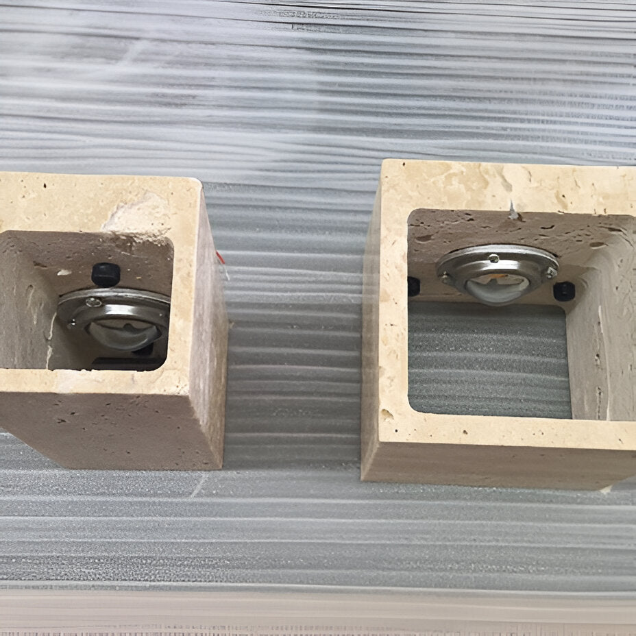 Travertine Cube Wall Sconce | Ormexis
