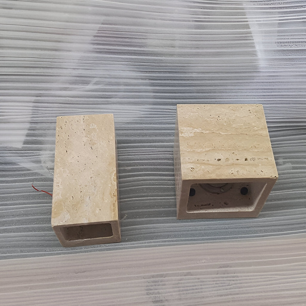 Travertine Cube Wall Sconce | Ormexis