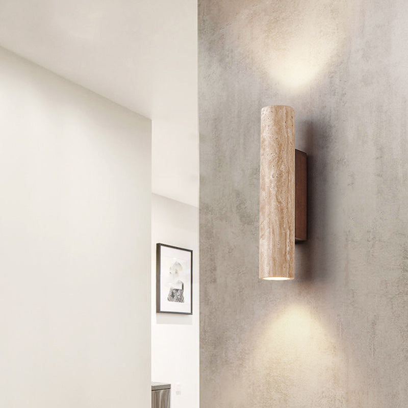Travertine Cylinder Wall Sconce | Ormexis