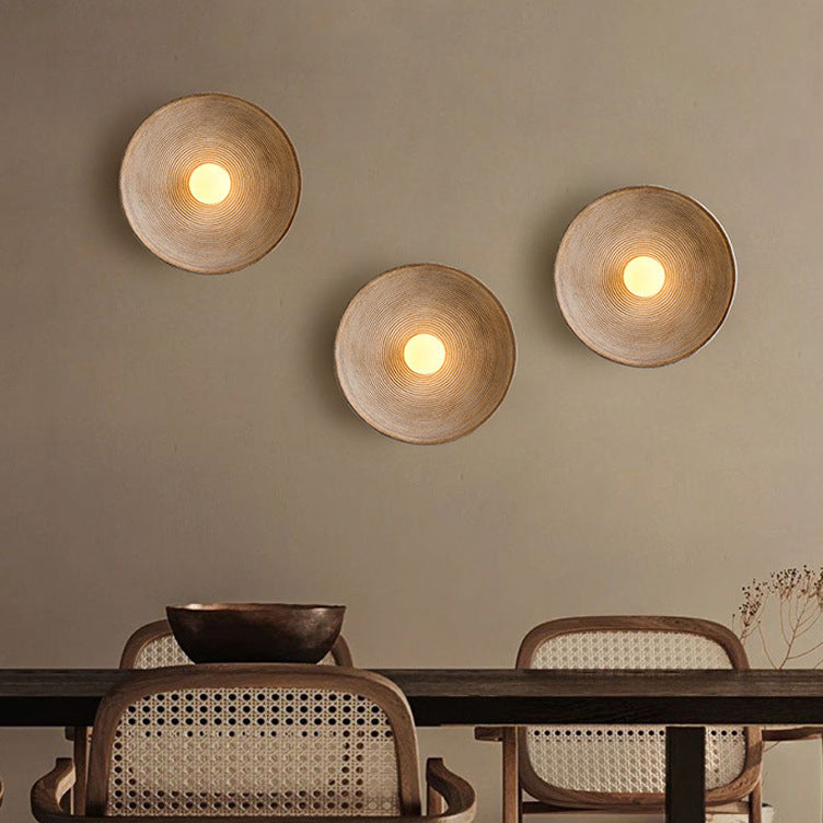 Japandi Textured Disc Wall Light | Ormexis
