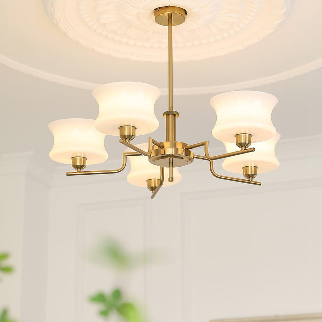 Vintage Gold Glass Ceiling Chandelier Light Fixture | Ormexis