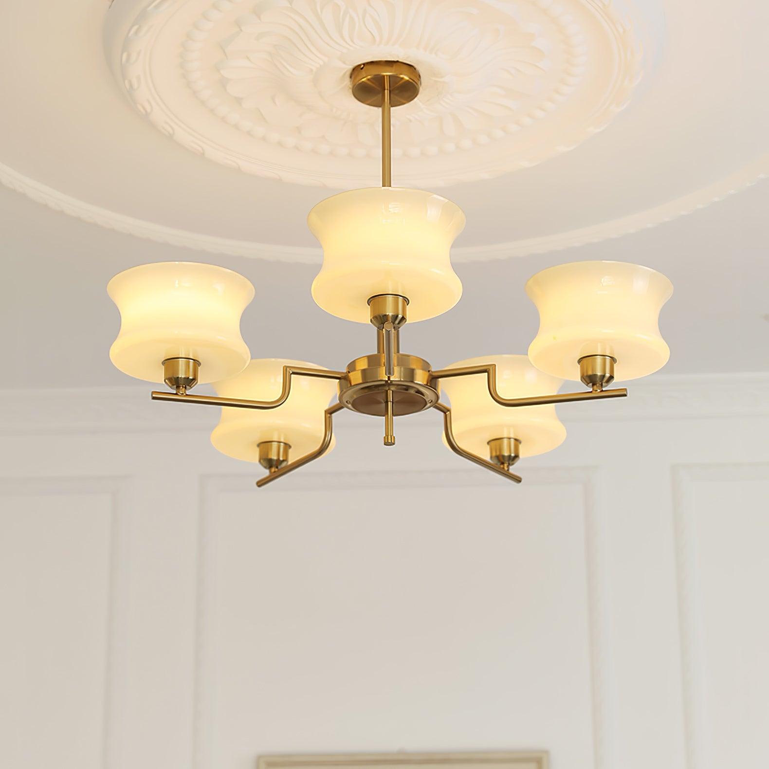 Vintage Gold Glass Ceiling Chandelier Light Fixture | Ormexis