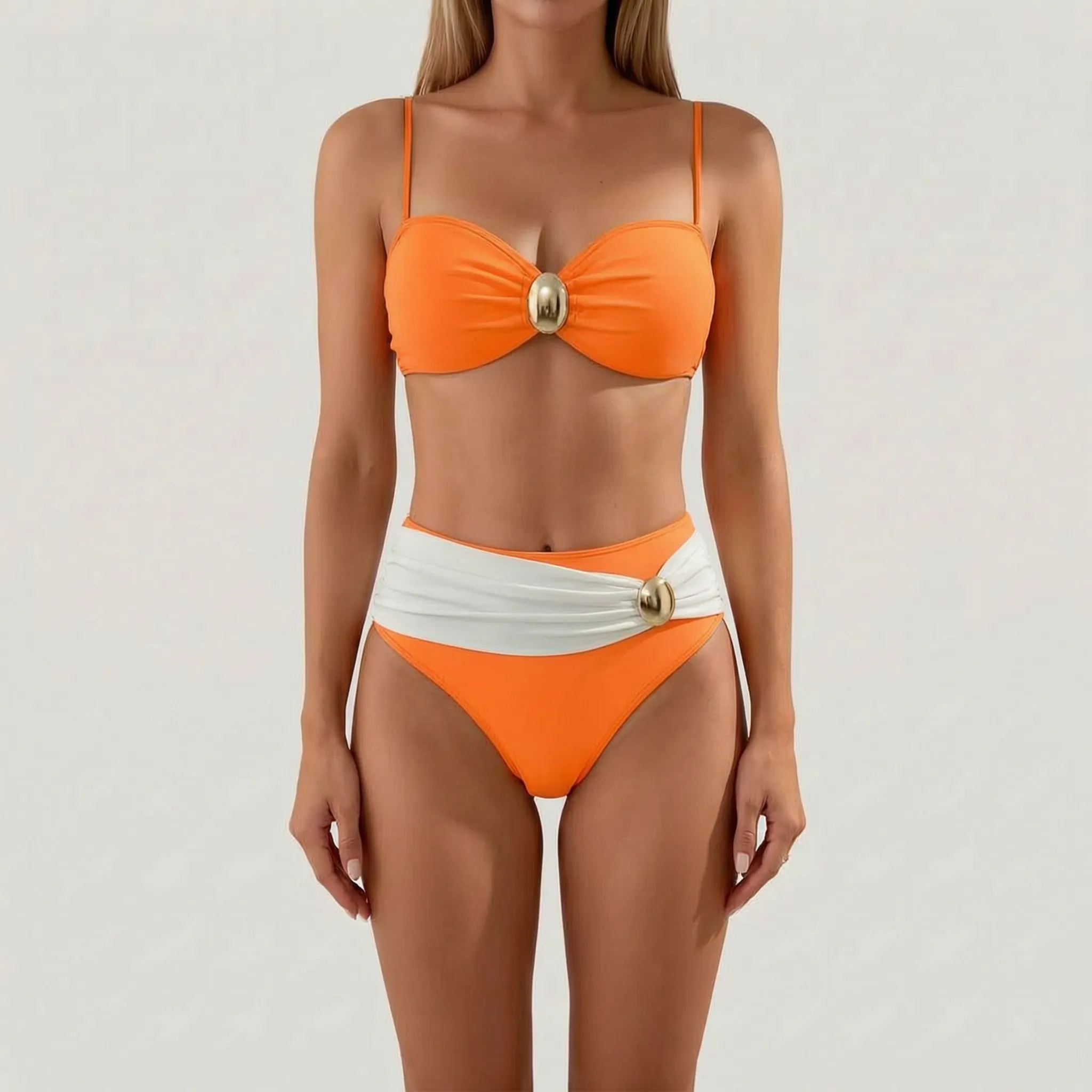 High-Waisted Two-Piece Bikini Set -  Beach Holidays - Ormexis
