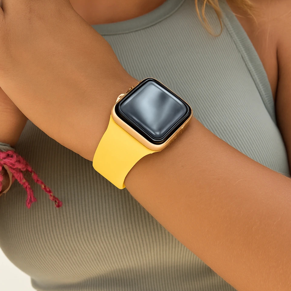 Jasně žlutý silikonový řemínek pro příslušenství Apple Watch