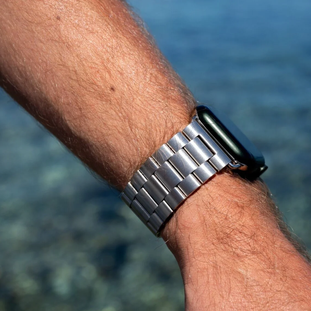 Apple Watch rustfrit stålrem med sølvfinish til Apple Watch