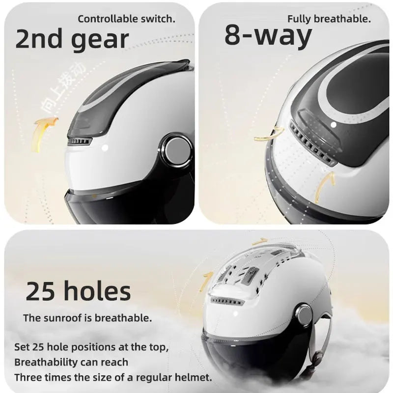 Lightweight Open Face Helmet With Dual Lenses For Warm Weather Rides
