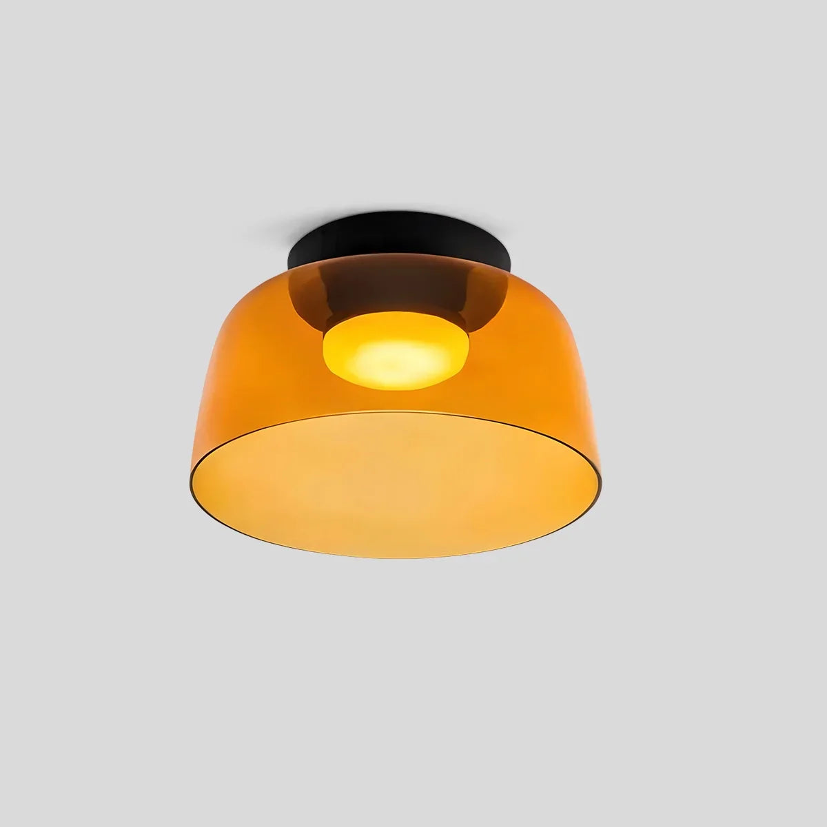 Cozy Bedroom Ceiling Fixture With Colored Glass Glow