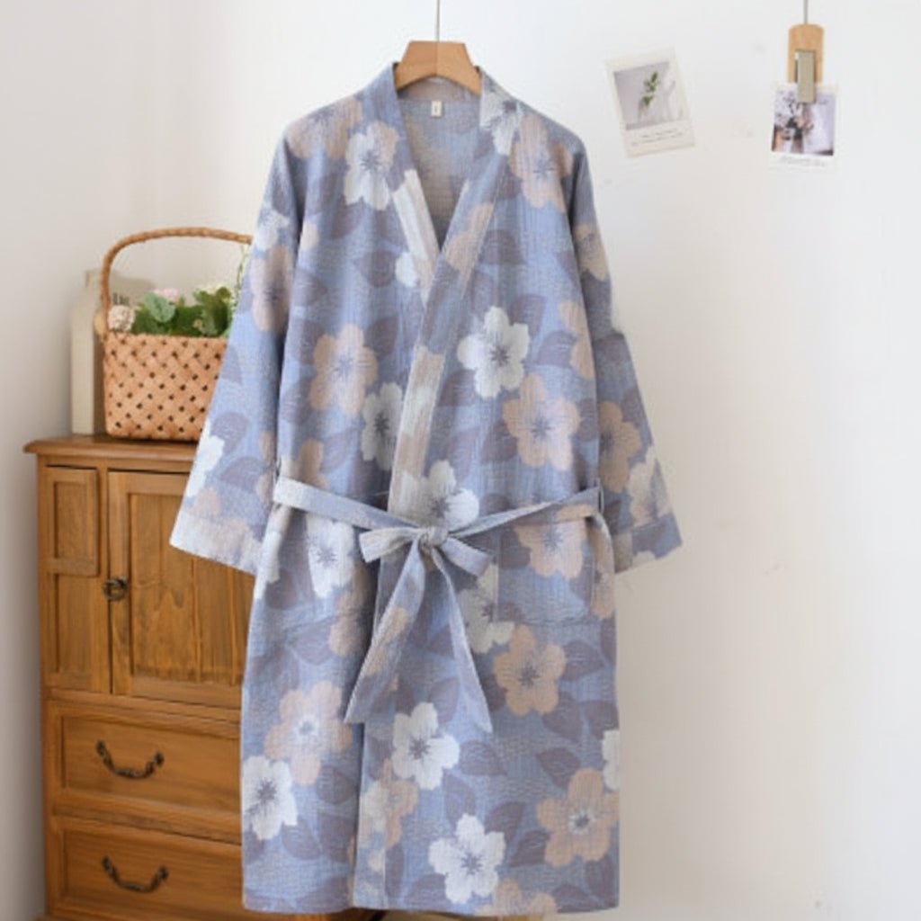 Organický bavlněný kimono župan pro muže s oboustranným designem a prodyšným pohodlím