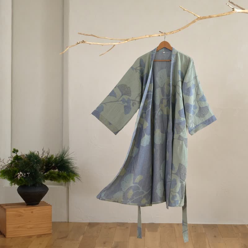 Organický bavlněný kimono župan pro muže s oboustranným designem a prodyšným pohodlím