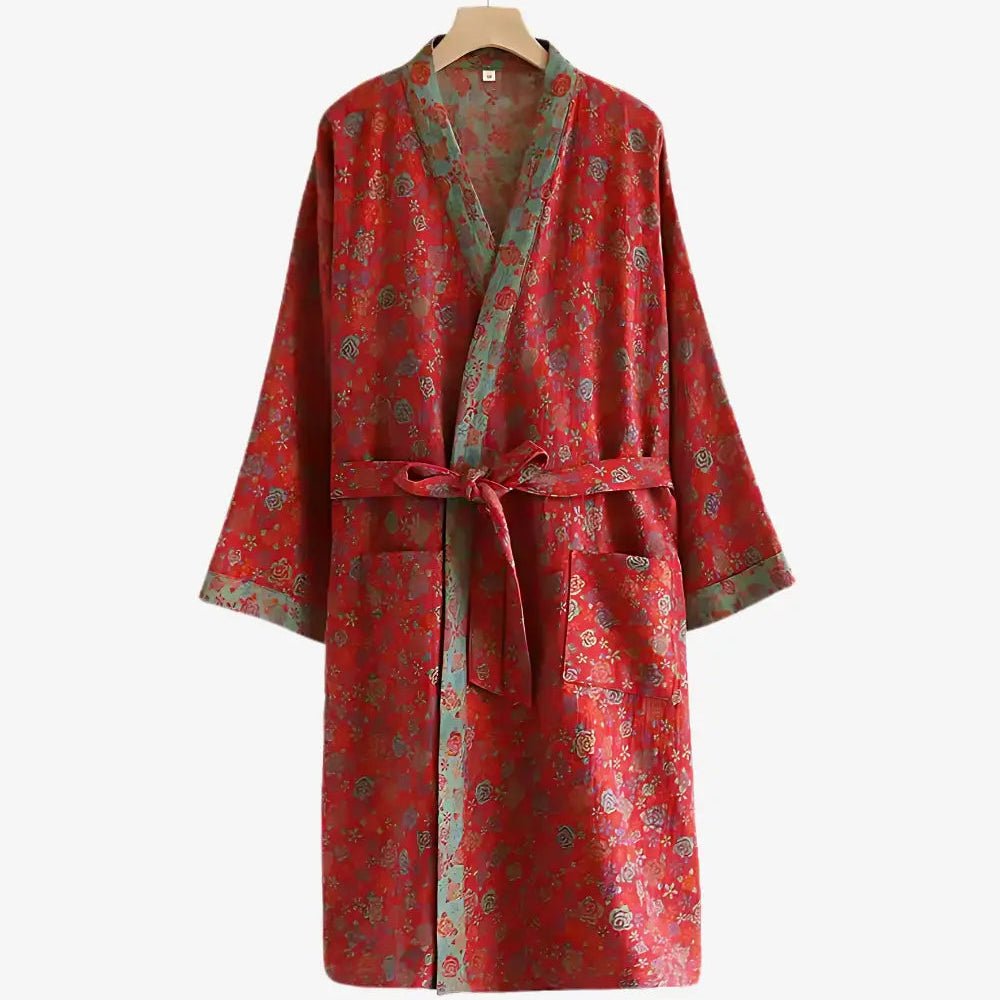 Organický bavlněný kimono župan pro muže s oboustranným designem a prodyšným pohodlím