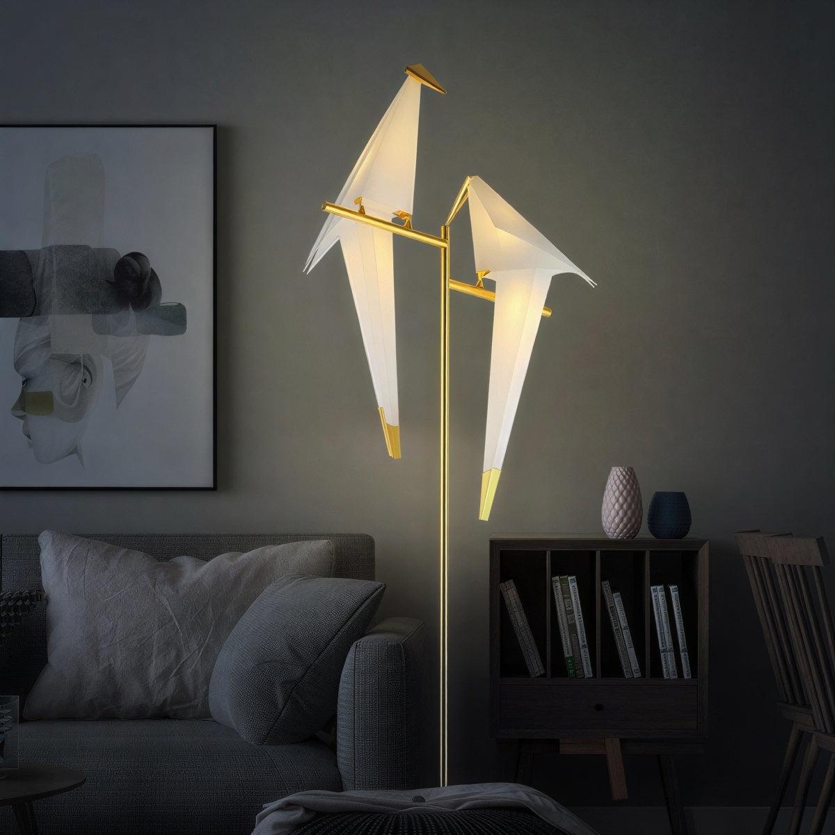 Stolní a stojací lampa s magnetickou sochou ptáka ve stylu origami | Ormexis