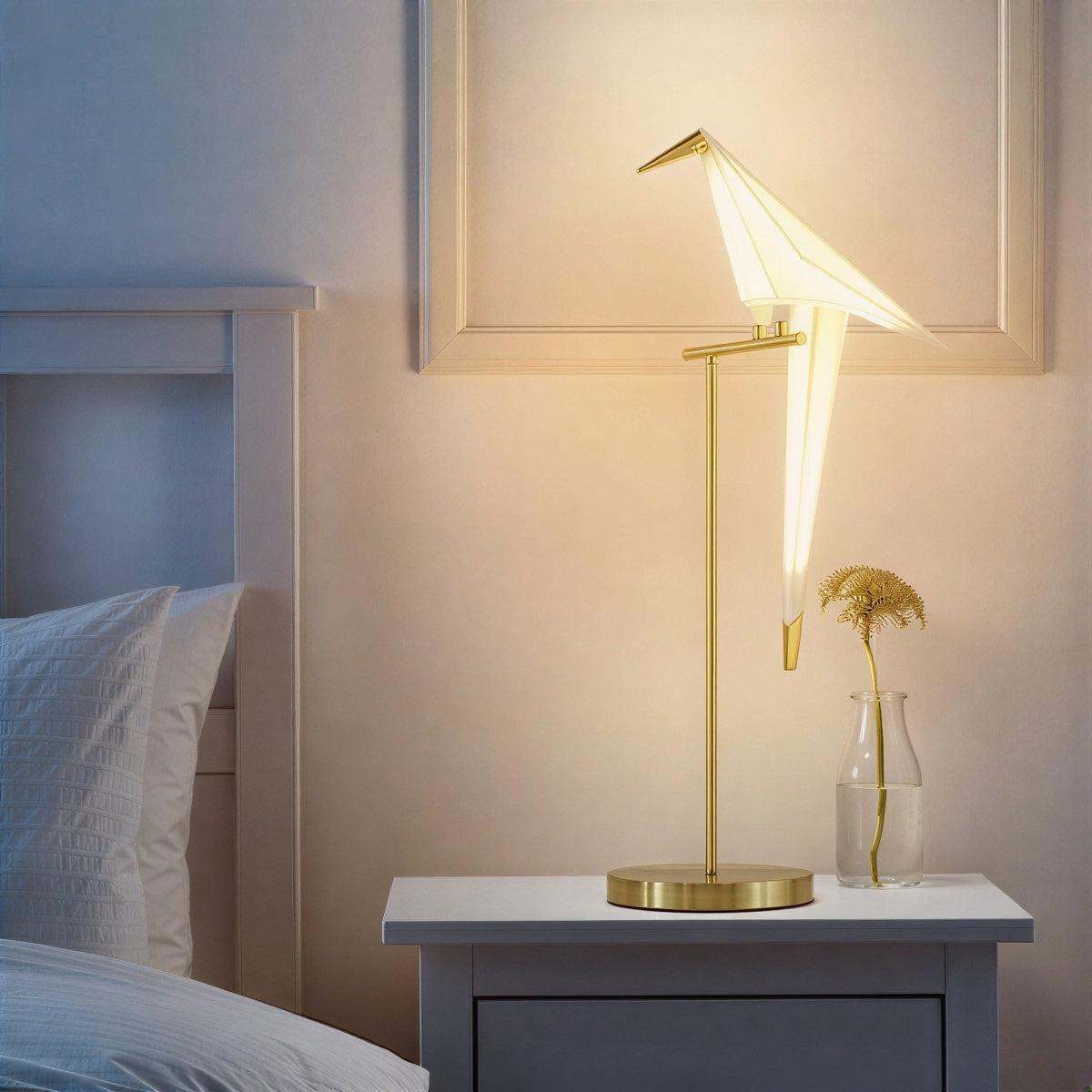 Stolní a stojací lampa s magnetickou sochou ptáka ve stylu origami | Ormexis