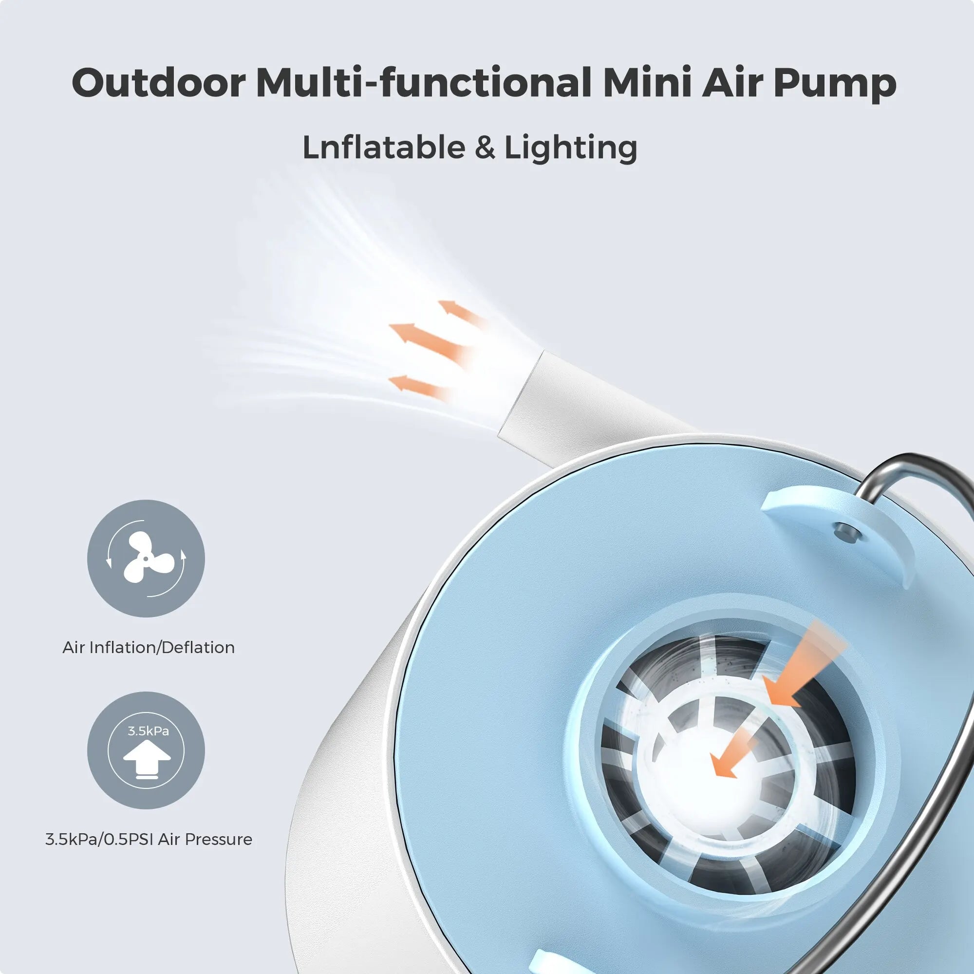Přenosná dobíjecí USB vzduchová pumpa Outdoor Companion pro rychlé nafukování při kempování a na pláži