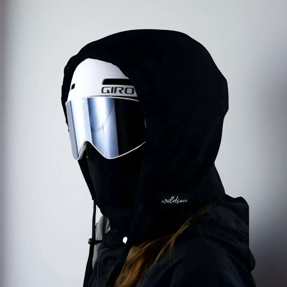 Masque de ski Outdoor Essentials noir avec cordon de serrage ajustable pour les sports d'hiver