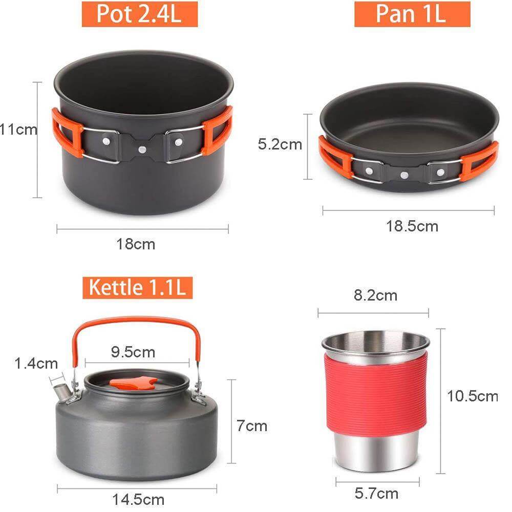 Outdoor Essentials Compact Gas Stove Kit With Lightweight Cookware