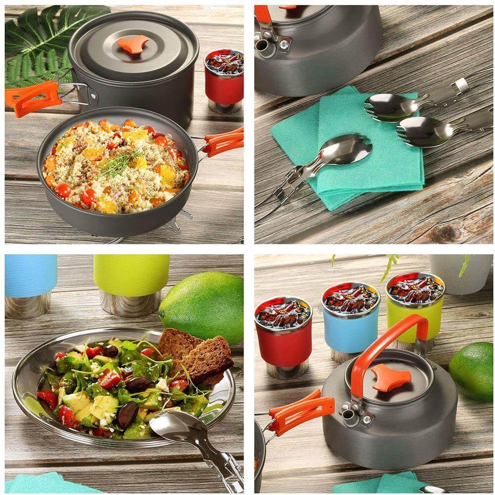 Outdoor Essentials Compact Gas Stove Kit With Lightweight Cookware