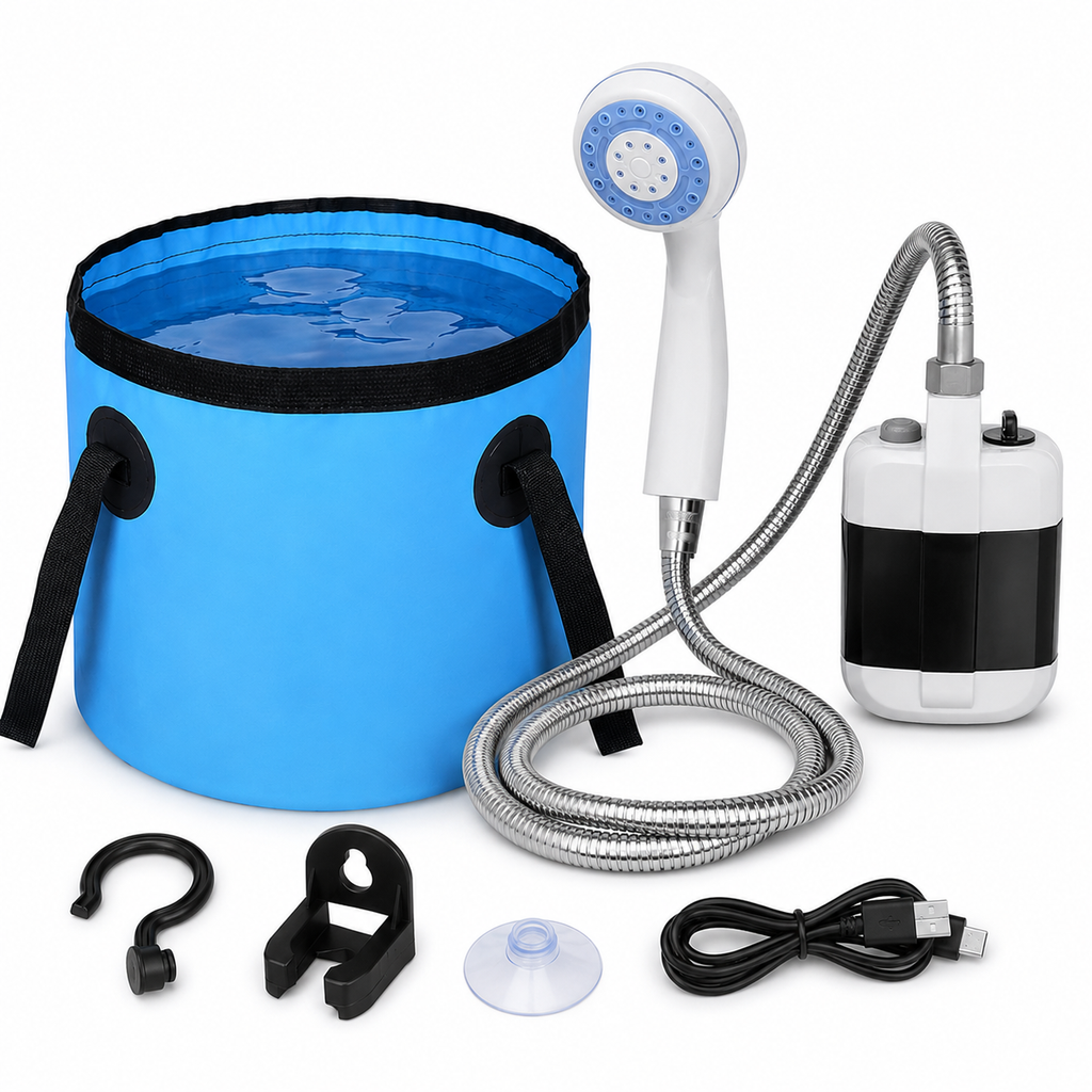 Outdoor Essentials bærbar campingbruser med genopladelig pumpe