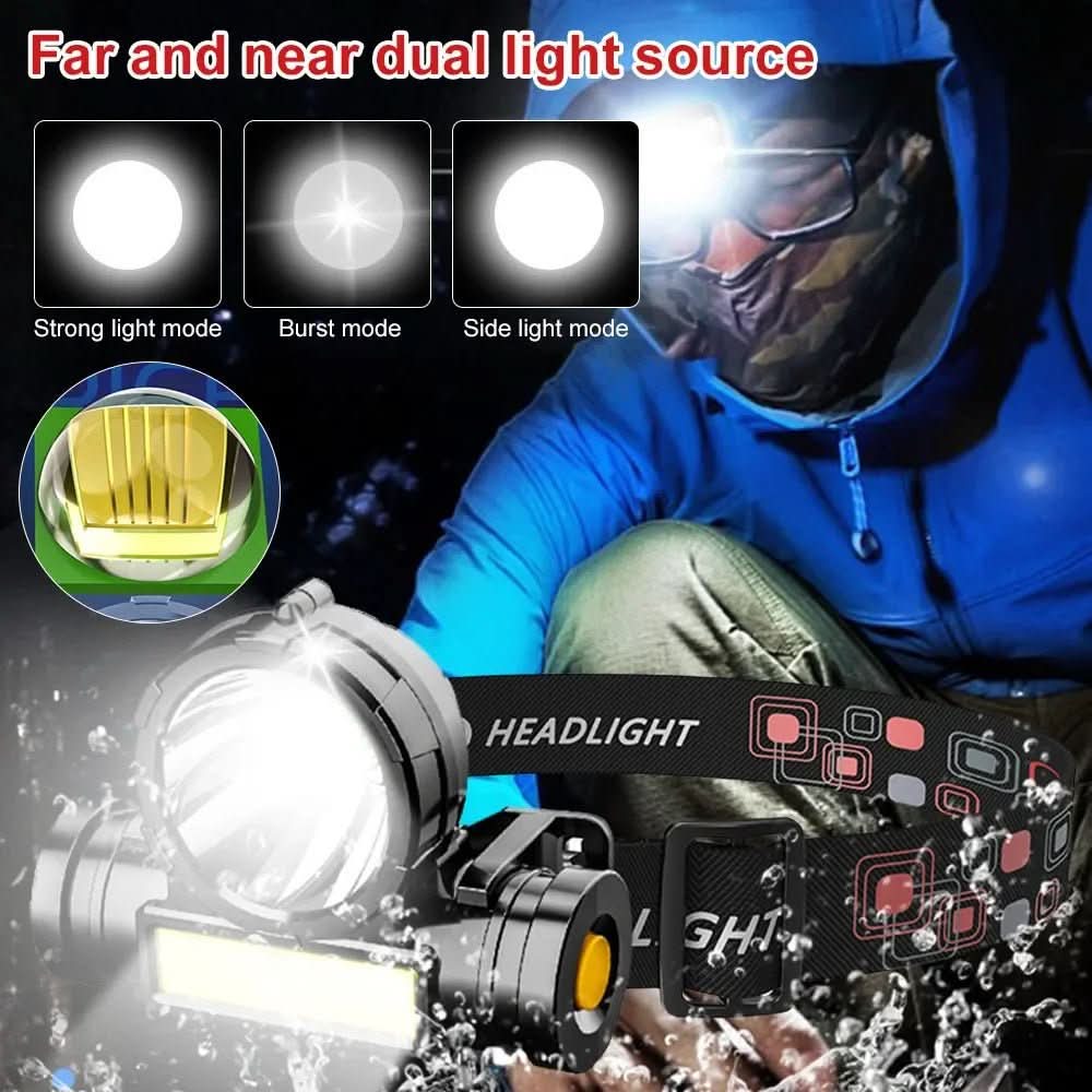 Outdoor Essentials Headlamp Rechargeable LED Lightweight And Compact For Camping And Hiking