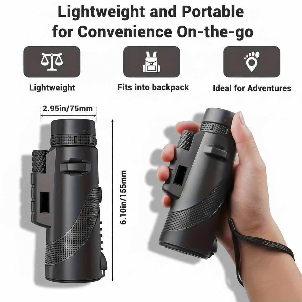 Outdoor Explorer Compact Monocular With 8x Magnification And Phone Adapter