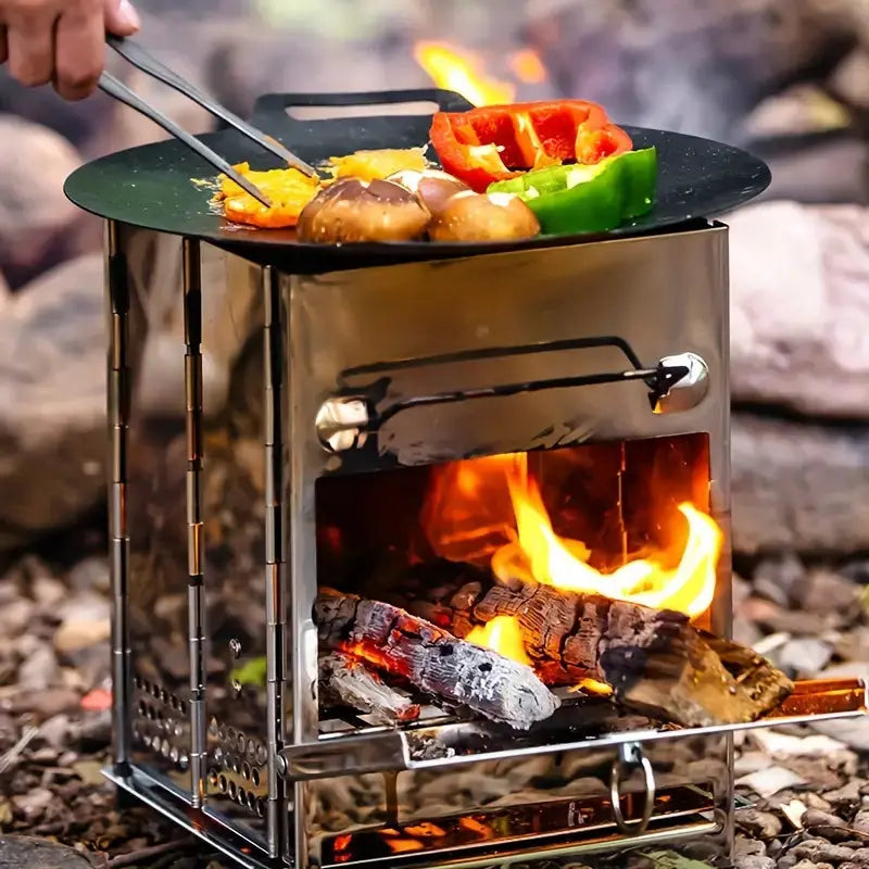 Outdoor Haven Foldable Stove In Stainless Steel For Camping And Hiking