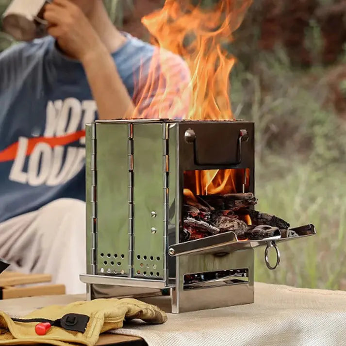 Outdoor Haven Foldable Stove In Stainless Steel For Camping And Hiking