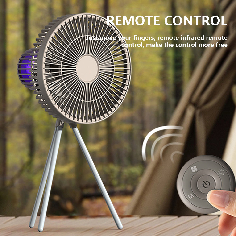 Lampe d'ambiance extérieure rechargeable avec ventilateur portable et éclairage LED