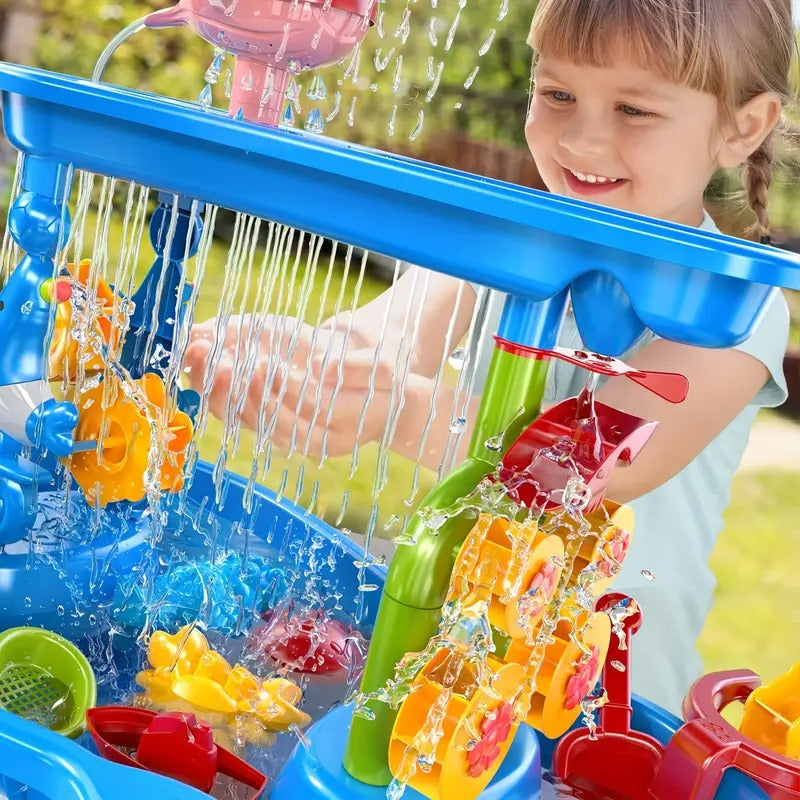 All-In-One Outdoor Play Table With Sand And Water Sections For Kids - Ormexis