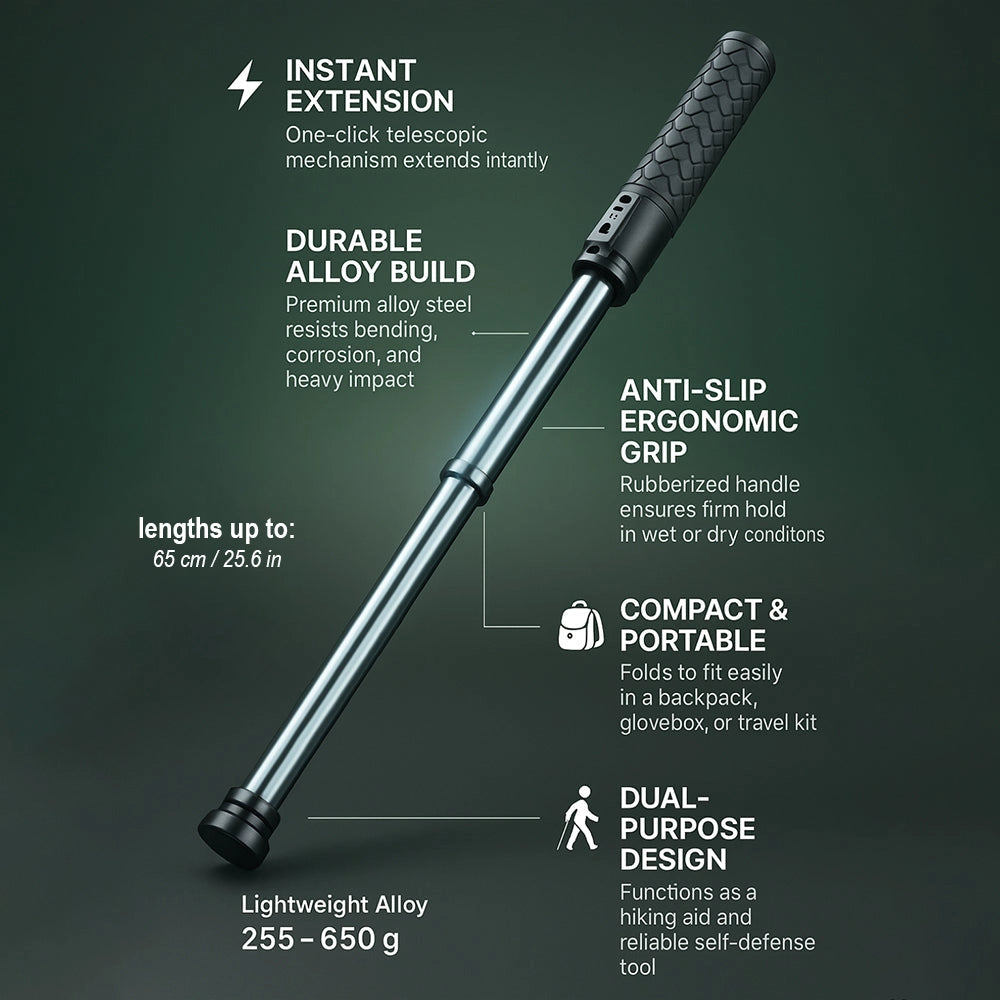 Outdoor Stability Extendable Hiking Pole With Non-Slip Grip For Steady Support