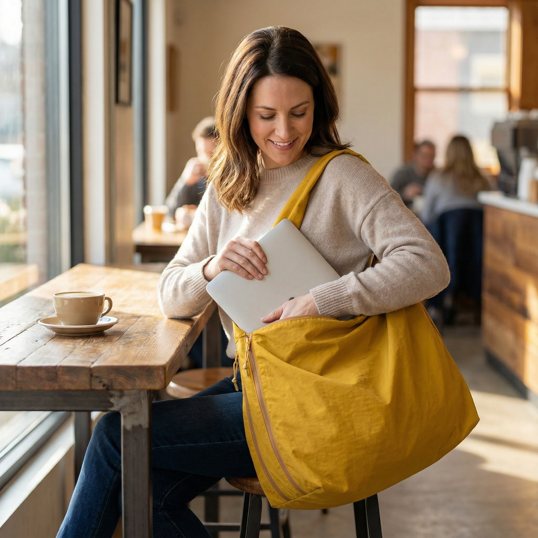 Lunova Übergroße Schultertasche mit Außentaschen