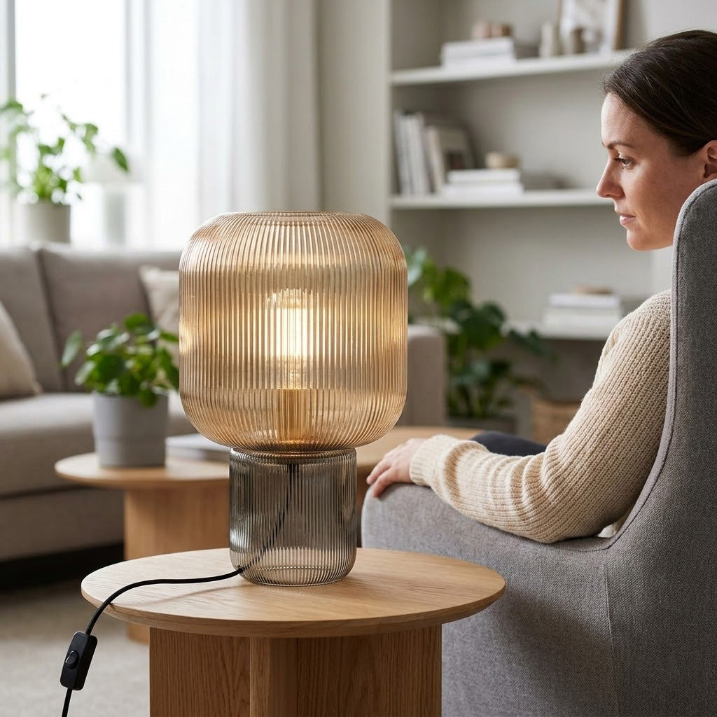 Rurkowa szklana lampa stołowa | Ormexis