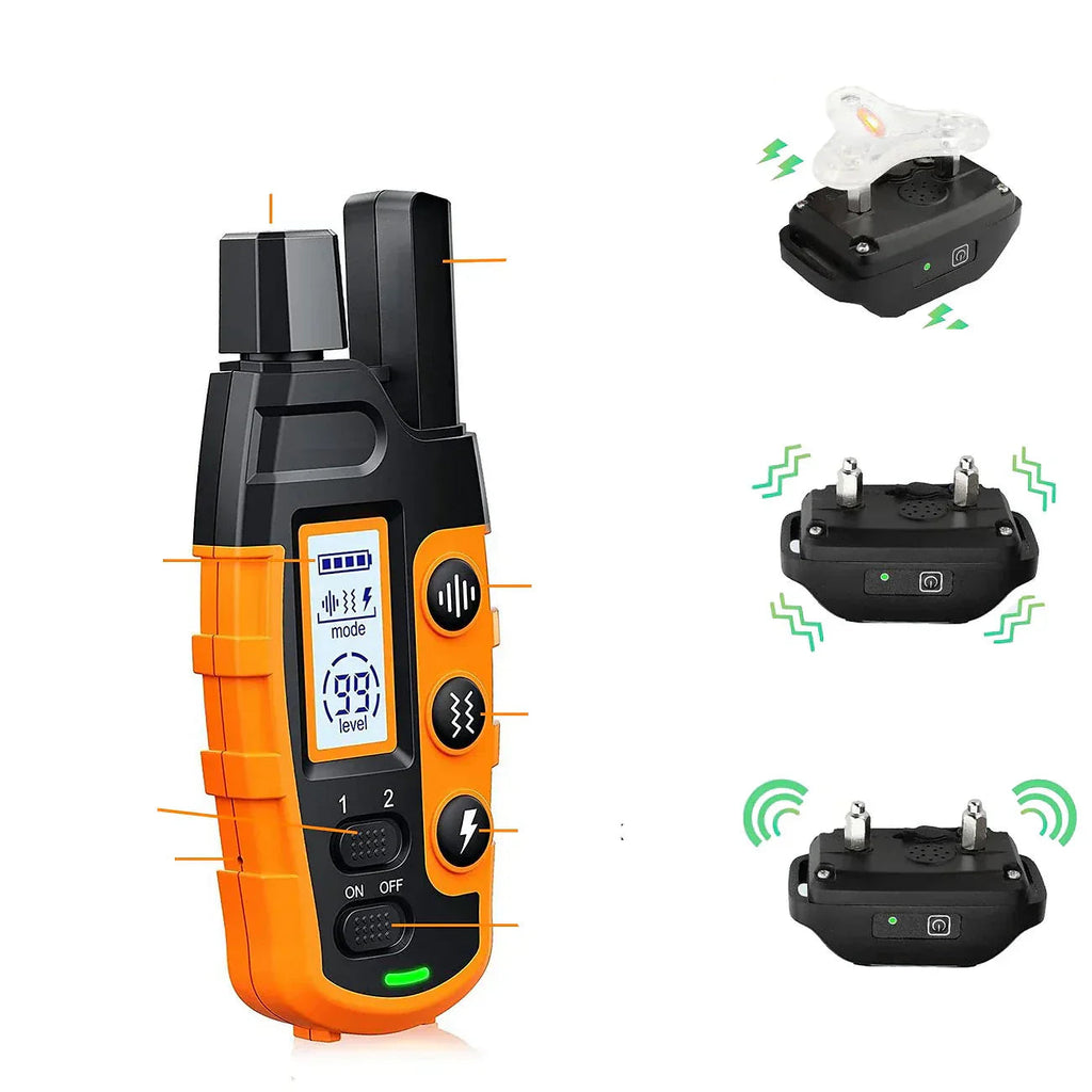 Collier d'entraînement pour chien étanche Pawfey avec portée de 1000 mètres et rechargeable