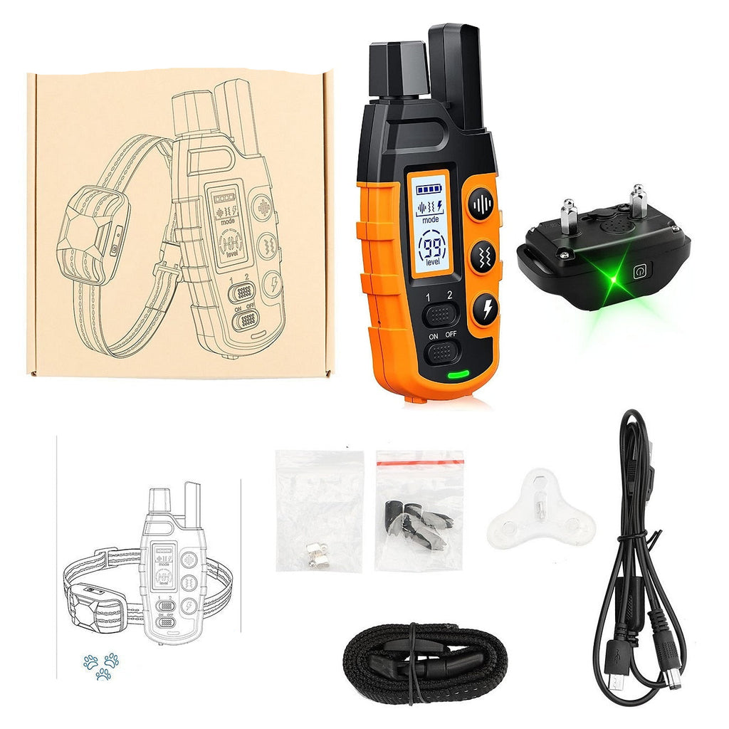 Collier d'entraînement pour chien étanche Pawfey avec portée de 1000 mètres et rechargeable