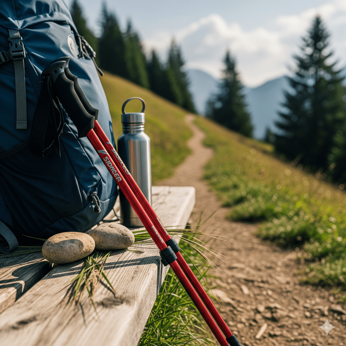 Bâtons de trekking PeakPath avec poignées ergonomiques et design ajustable