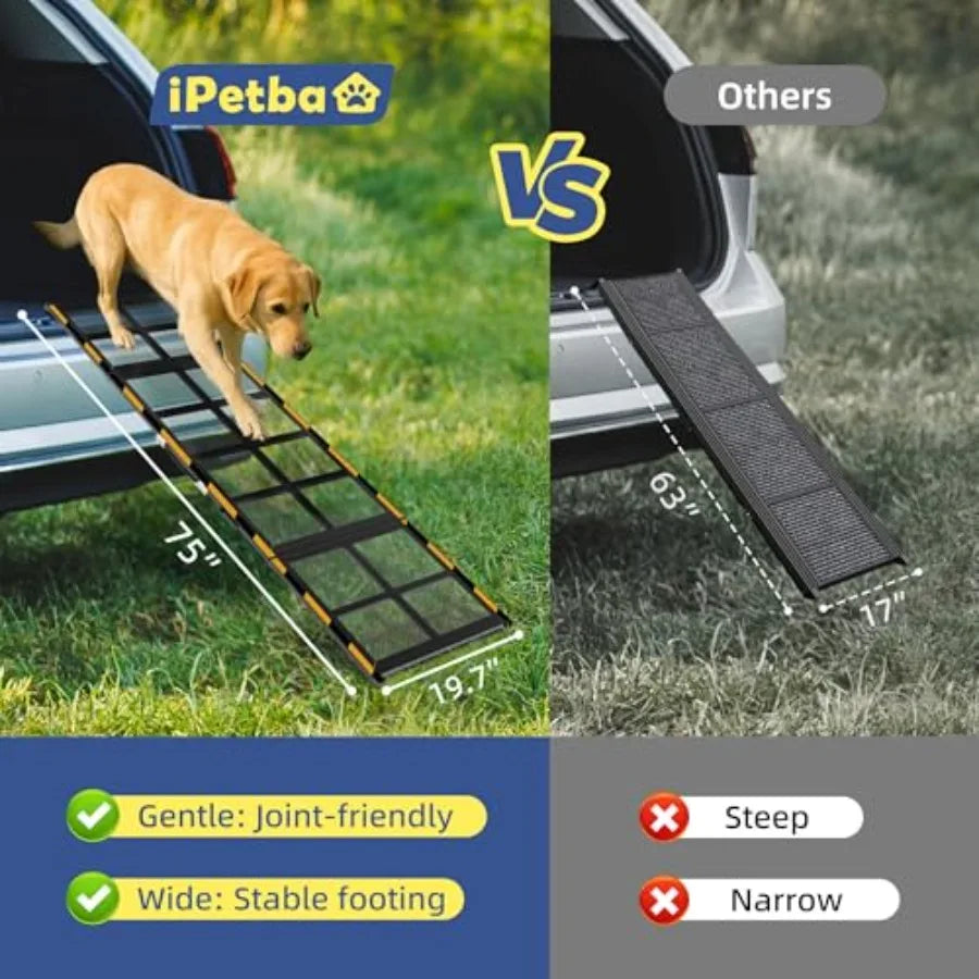 Pet Access Car Ramp For Dogs With Non-Slip Surface And Joint-Friendly Design