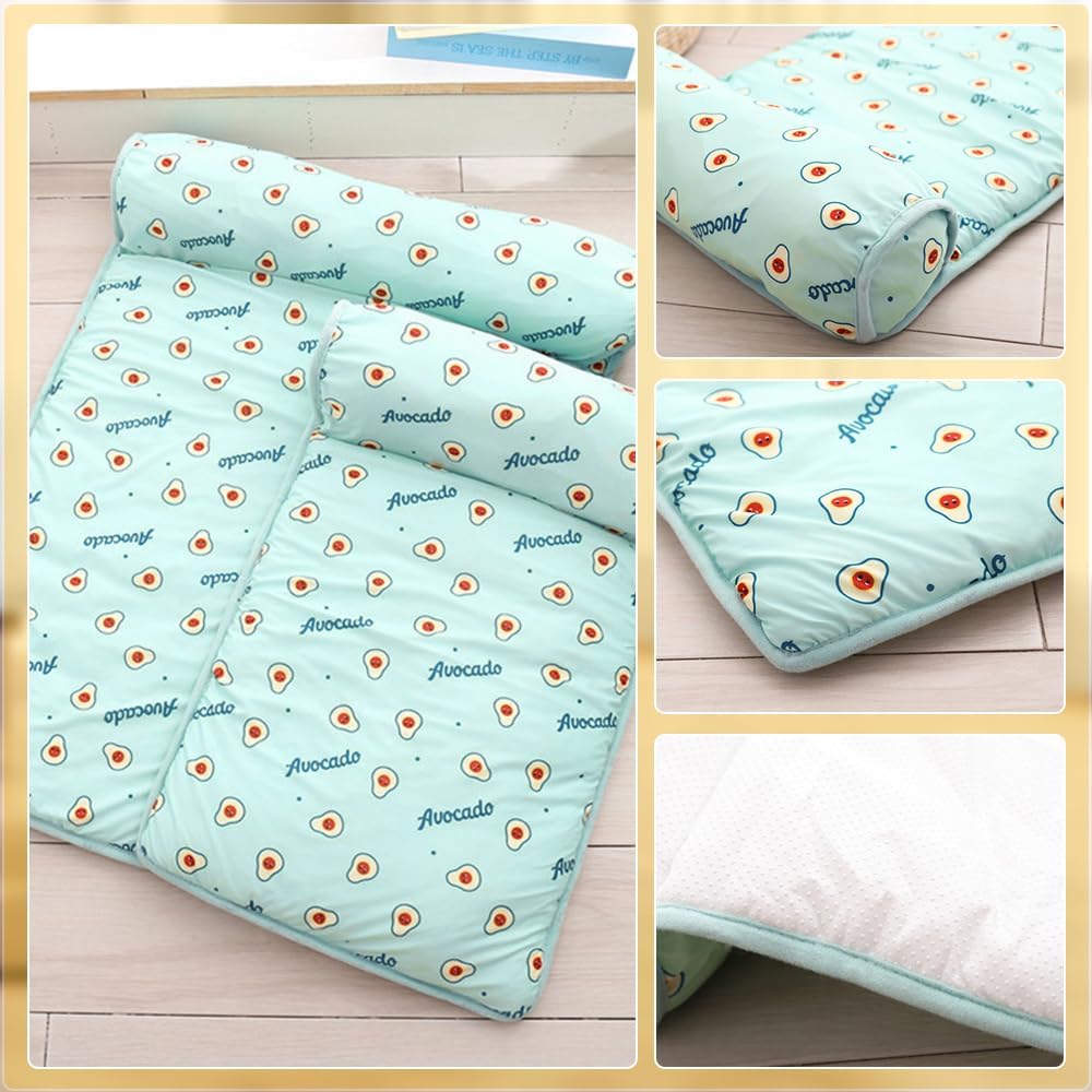 Pet Comfort Self Cooling Bed With Cushioned Plush Pillow For Summer Breathability