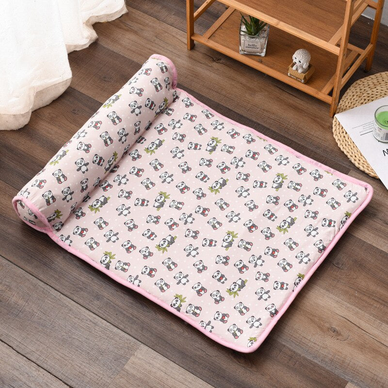 Pet Comfort Self Cooling Bed With Cushioned Plush Pillow For Summer Breathability