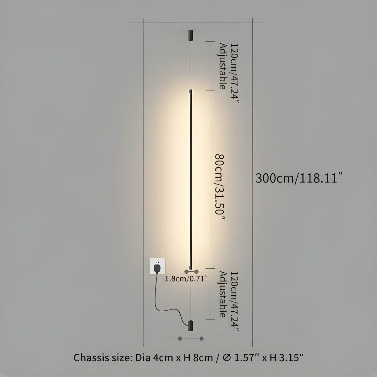 Tall Linear LED Light For Modern Interiors And Open Spaces