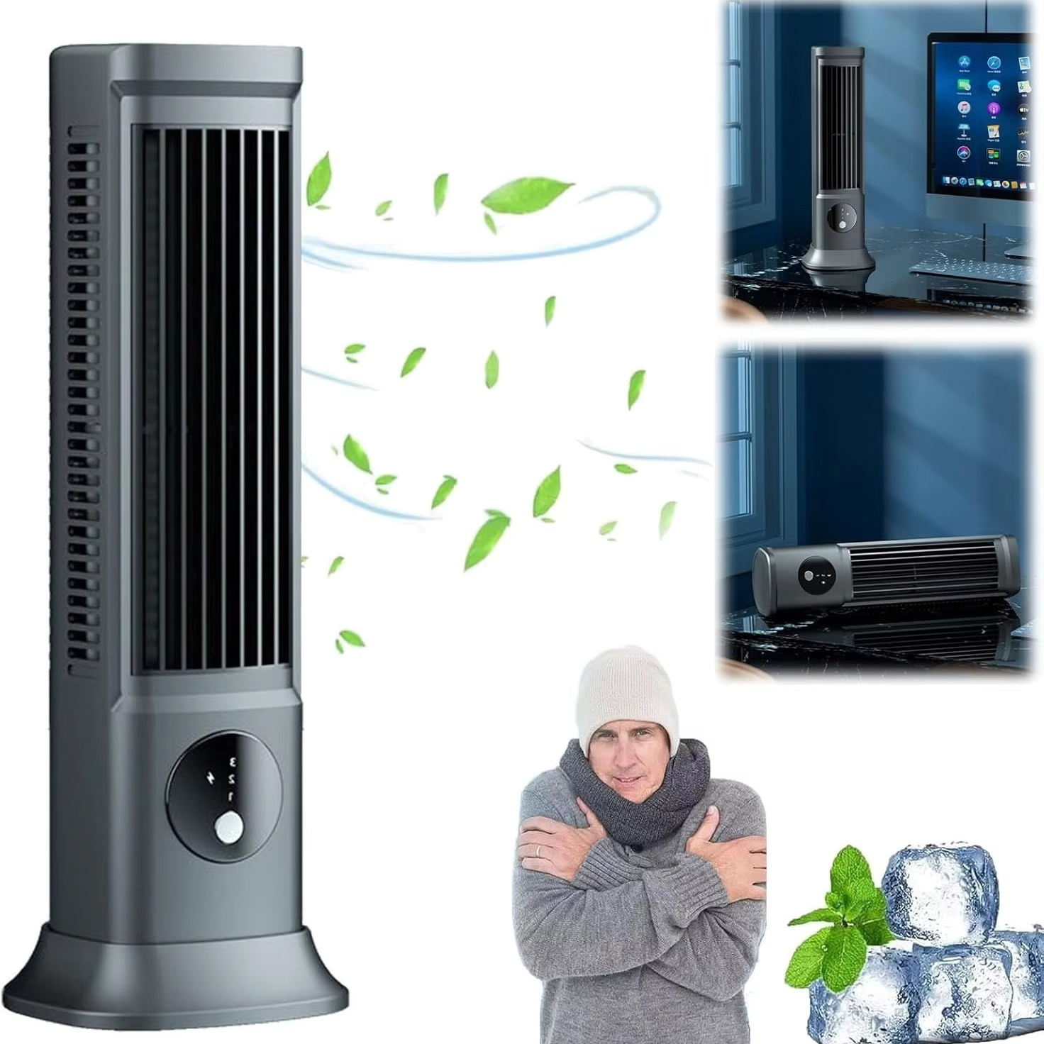 Whisper Quiet 3 Speed Portable Cooling Unit With Compact Design For Instant Cooling Relief